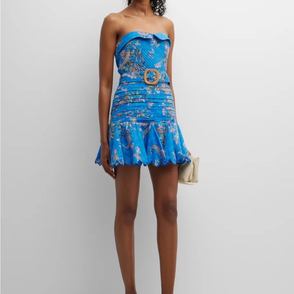 HEMANT & NANDITA Strapless Blue Dress